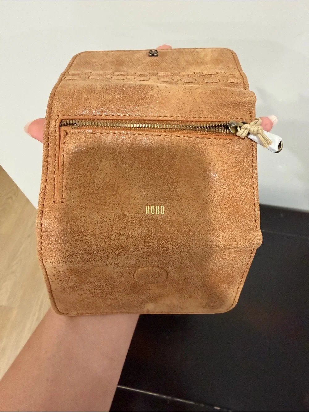 HOBO Suede Card Holder in Tan
